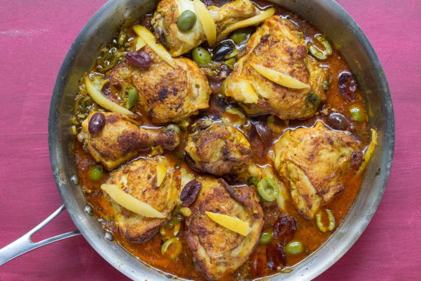 MOROCCAN CHICKEN WITH PRESERVED LEMONS & OLIVES